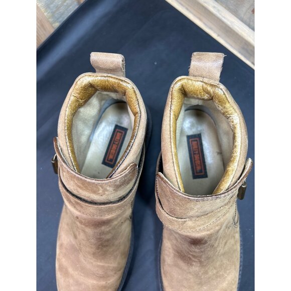 Harley-Davidson Womens Antique Leather Boots Size 8 With Buckle Strap Pull Tabs - Picture 4 of 10